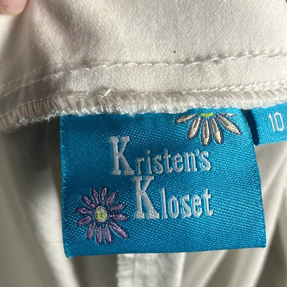 👖💖Kristen’s Kloset White Pants W/Side Cut Outs & Rhinestone Accents Size 10 - Picture 6 of 6